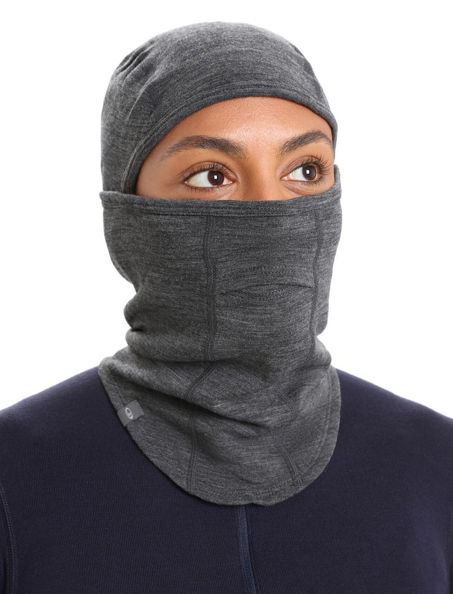 Icebreaker Unisex Merino Apex Balaclava Férfi Fejpánt Fekete Szürke | HU 1081QMAZ